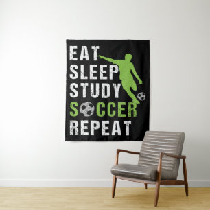 Tenture Mangez Sleep Study Soccer Répéter Garçon Soccer Jo