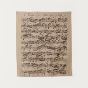 Tenture Manuscrit Bach Musique Feuille Antique