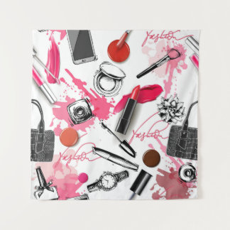Tenture Maquillage à main, motif graphique vintage.