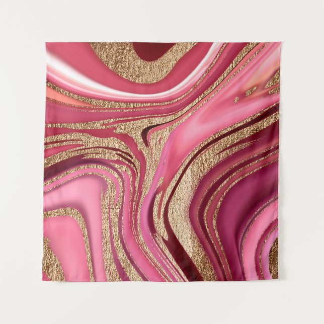 Tenture marbre Abstrait rose liquide avec parties scintill (Devant)