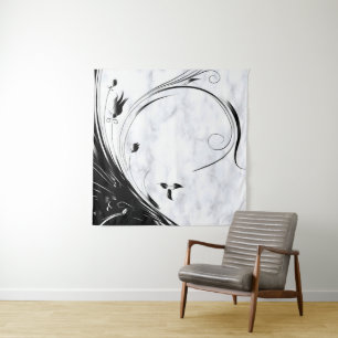 Tenture Marbre blanc, Graphique en fibre noire