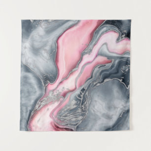 Tenture Marbre rose noir - rose pastel, gris et argent