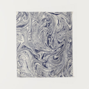 Tenture Marbre tourbillon bleu et blanc