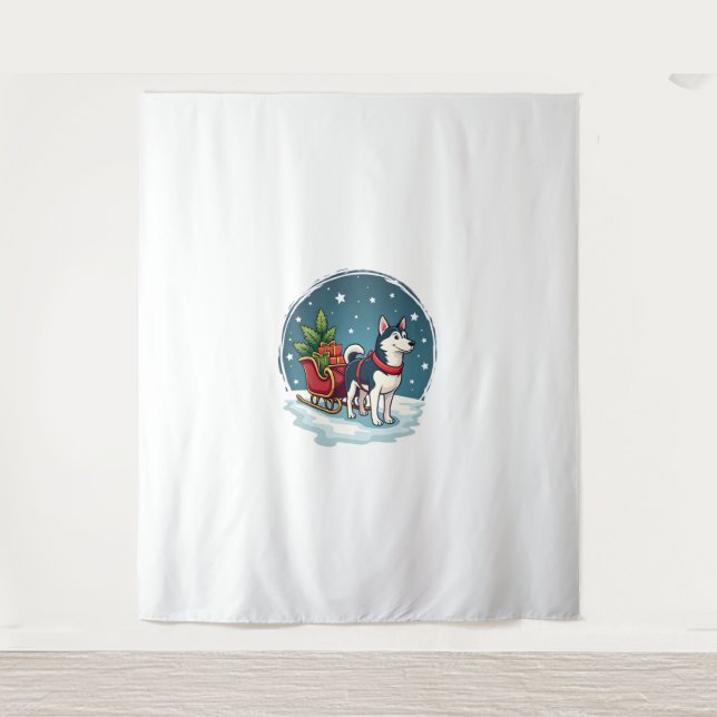 Tenture Marche Husky Festive (Devant)