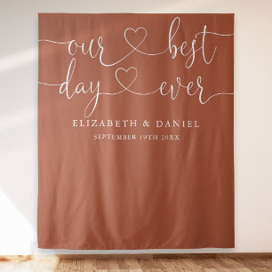 Tenture Mariage à cœur en terre cuite Meilleur jour Script