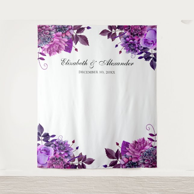 Tenture Mariage à fleurs violet photo arrière - plan (Devant)