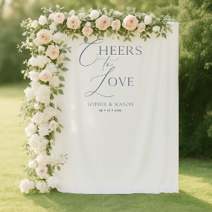 Tenture Mariage “À la santé de l'amour” Bleu Poussiéreux