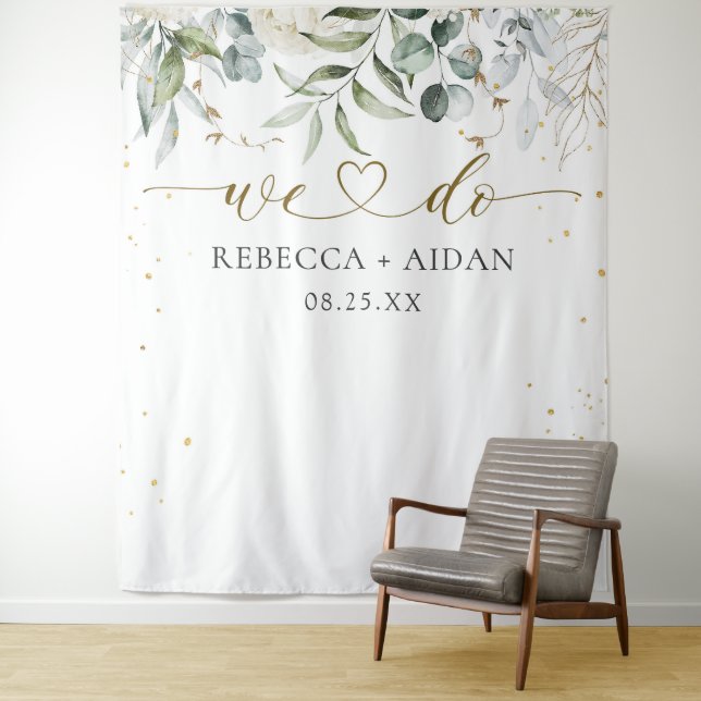 Tenture Mariage aquarelle floral verdure (En situation)