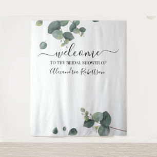 Tenture Mariage Bienvenue avec verdure d'eucalyptus