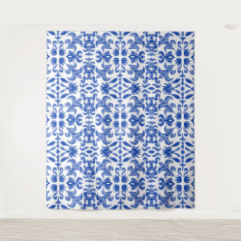 Tenture Mariage blanc et bleu italien fond
