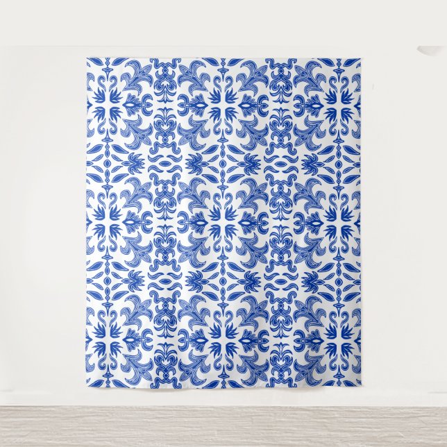 Tenture Mariage blanc et bleu italien fond (Devant)