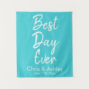 Tenture Mariage bleu turquoise personnalisé le meilleur jo
