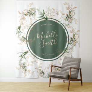 Tenture Mariage Bohème Moderne Abstrait Doré Eucalyptus