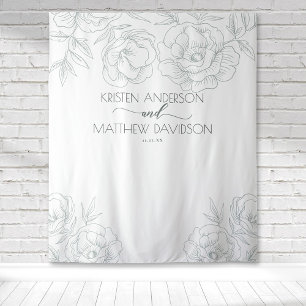 Tenture Mariage Botanique Floral Gris Vintage
