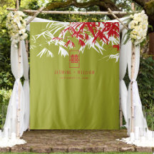 Mariage chinois Feuille en bambou vert et rouge