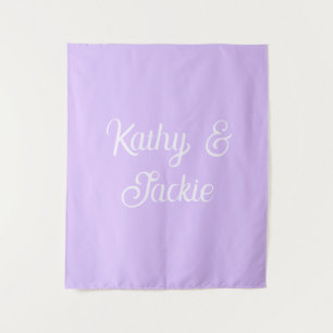 Tenture Mariage couple rétro pastel violet nom stylé na