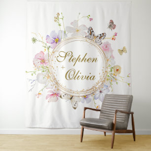 Tenture Mariage Couronne Florale Fleurs Sauvages Moderne