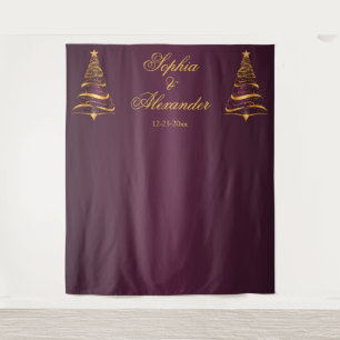 Tenture Mariage de fond élégant Gold Christmas Tree