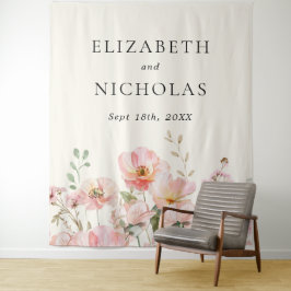 Tenture Mariage de jardin de fleurs sauvages à l'aquarelle