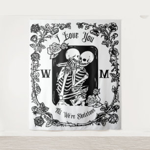 Tenture Mariage de squelette personnalisé Je t'aime jusqu'