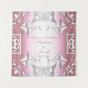 Tenture Mariage élégant antique rose et argent 