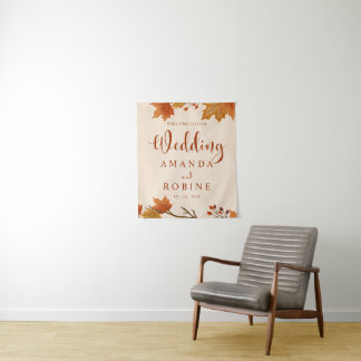 Tenture Mariage Élégant aux Feuilles d'Érable d'Automne