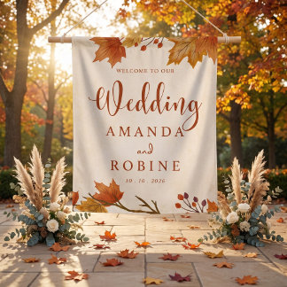 Tenture Mariage Élégant aux Feuilles d'Érable d'Automne