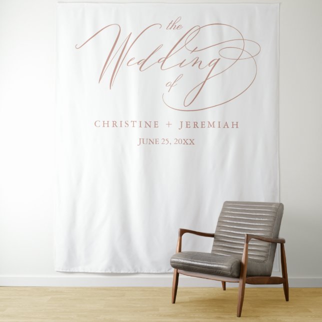 Tenture Mariage élégant Rose Gold Calligraphie Blanche (En situation)
