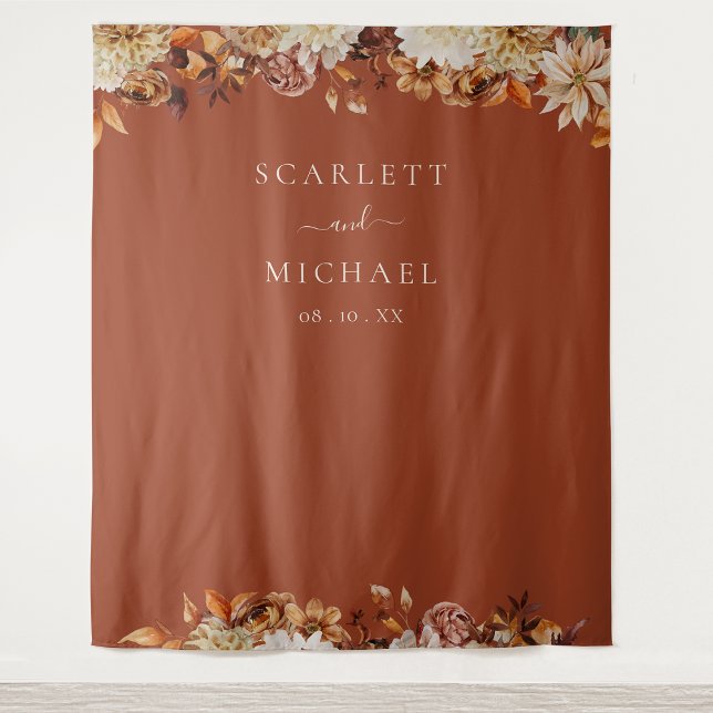 Tenture Mariage en terre cuite (Terracotta Floral Wedding Tapestry by Painted Paperie
)