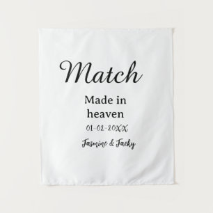 Tenture Mariage fait au ciel nom date simple calligraphie