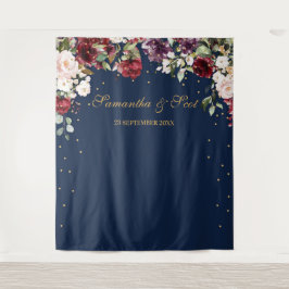 Tenture Mariage floral boho burgundy rose blush marine