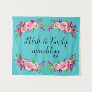 Tenture Mariage floral turquoise arrière-plan