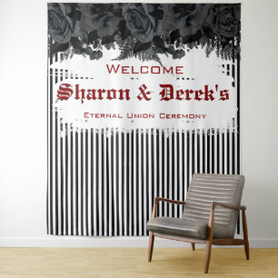 Tenture Mariage Goth Grunge Bandes Noires Roses Noires