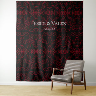Tenture Mariage gothique au tourbillon rouge et noir