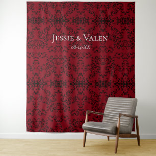 Tenture Mariage gothique au tourbillon rouge et noir