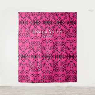 Tenture Mariage gothique tourbillon rose chaud et noir