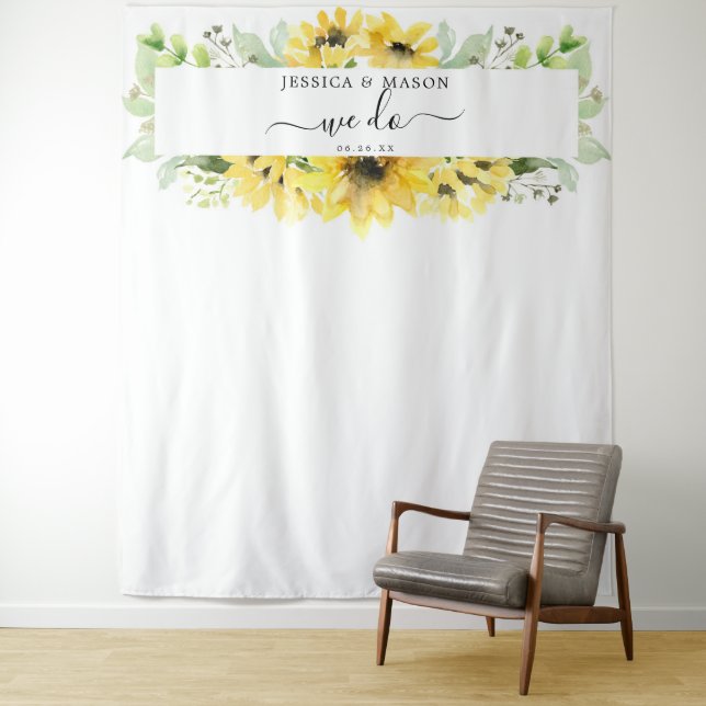 Tenture Mariage Jardin Tournesol Nous Nous Marions Fond Pr (En situation)