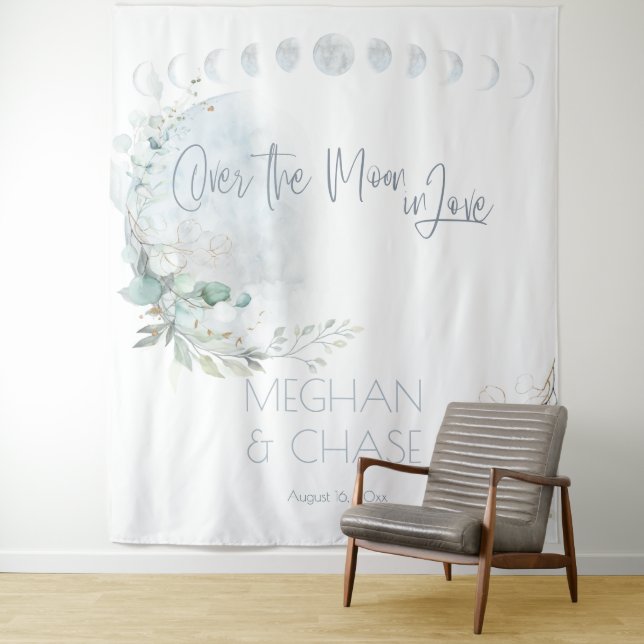 Tenture Mariage | Lune poussiéreuse bleue Amoureuse (En situation)