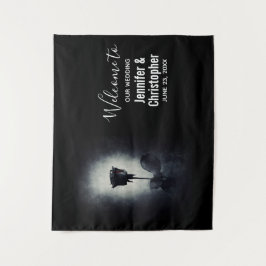 Tenture Mariage Macabre Gothique Rose Noire Dégoulinant de