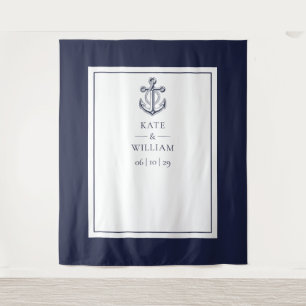 Tenture Mariage Nautique Bleu de la Marine Photo Fond d'éc