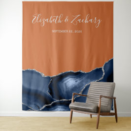 Tenture Mariage orange brûlé bleu marine