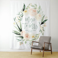 Mariage peach floral vert Miss to Mrs