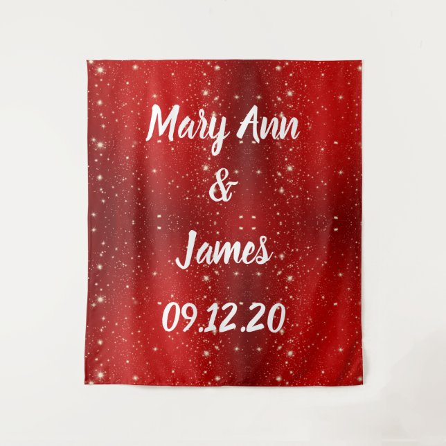 Tenture Mariage personnalisé Couleur rouge or (Devant)