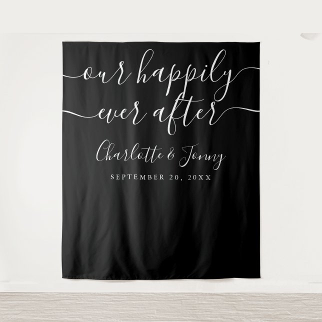 Tenture Mariage Photo Booth Prop en noir et blanc (Devant)