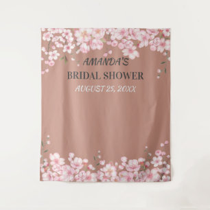 Tenture Mariage photo en fleurs de cerisier rose fond
