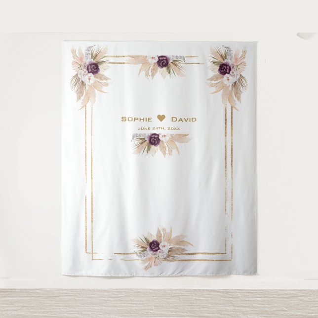 Tenture Mariage Photo Fleur Orchidée Violette Pampas (Devant)