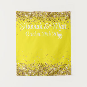 Tenture Mariage Photobooth Pailleté Jaune Clair et Or