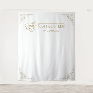 Tenture Mariage Romantique Faux Or Doré Calligraphie