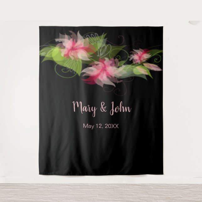 Tenture Mariage romantique rose floral fond (Devant)