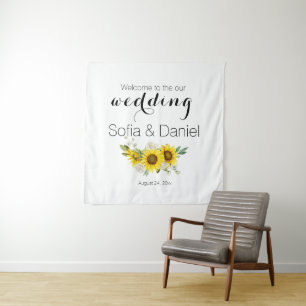 Tenture Mariage rose blanche tournesol